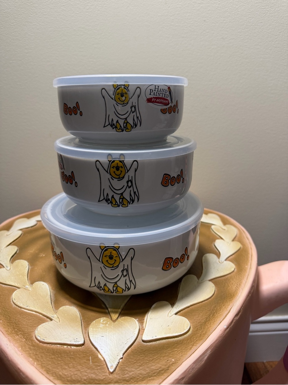 Set of 3 Disney Halloween Winnie the Pooh Halloween Boo! Food Storage Bowls